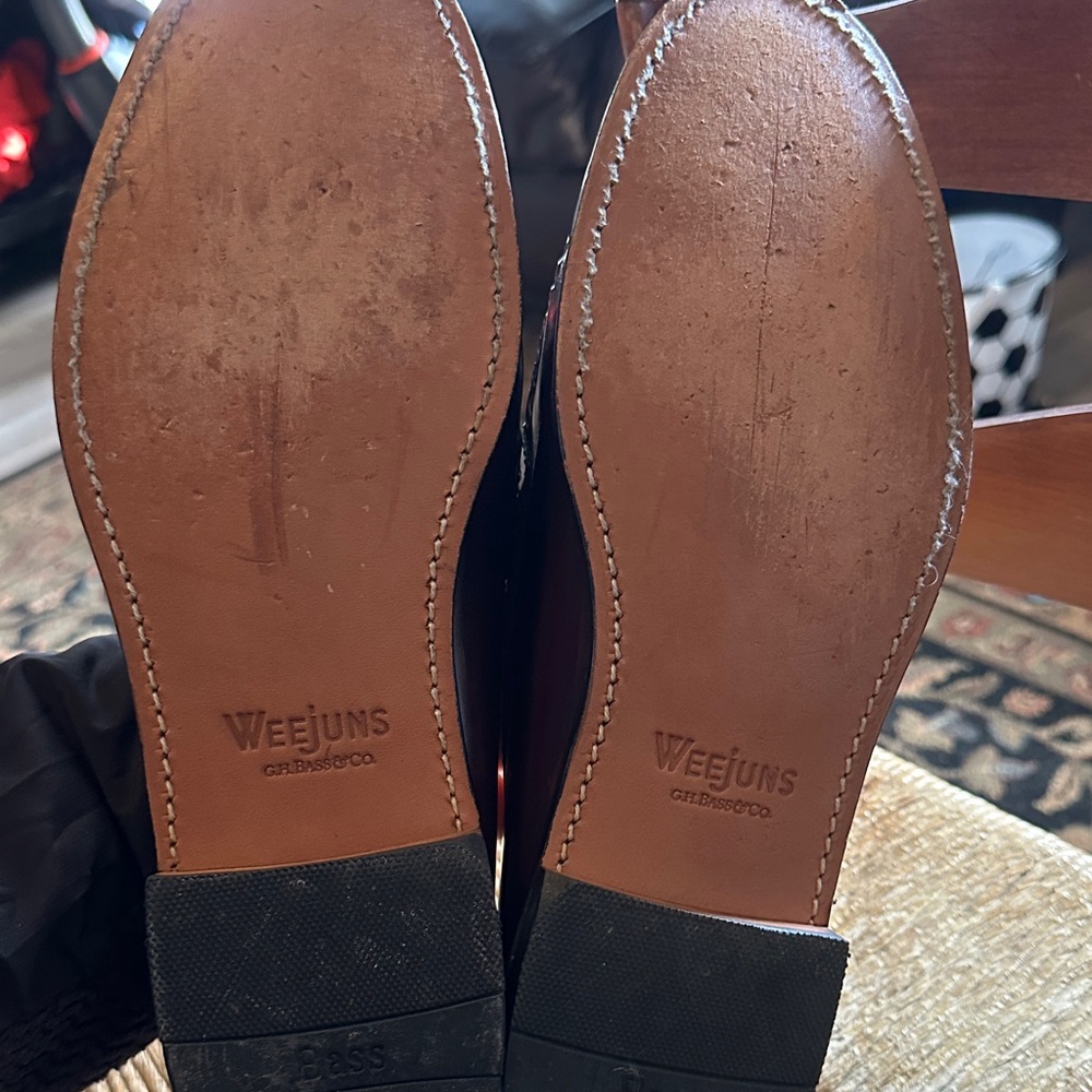 GH Bass weejuns Men's Classic Leather Loafers Burgundy - Picture 8 of 13